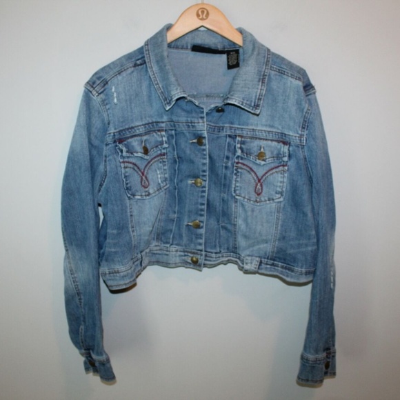 Venezia Crop Jean Jacket Distressed HW7106 - Picture 1 of 5